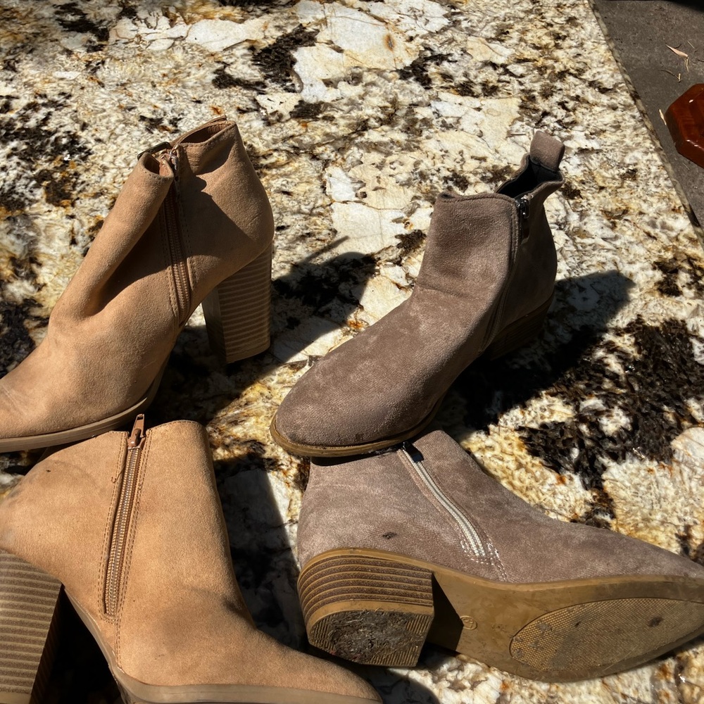 2for1 Qupid Tan and Brown zip up Heeled Booties